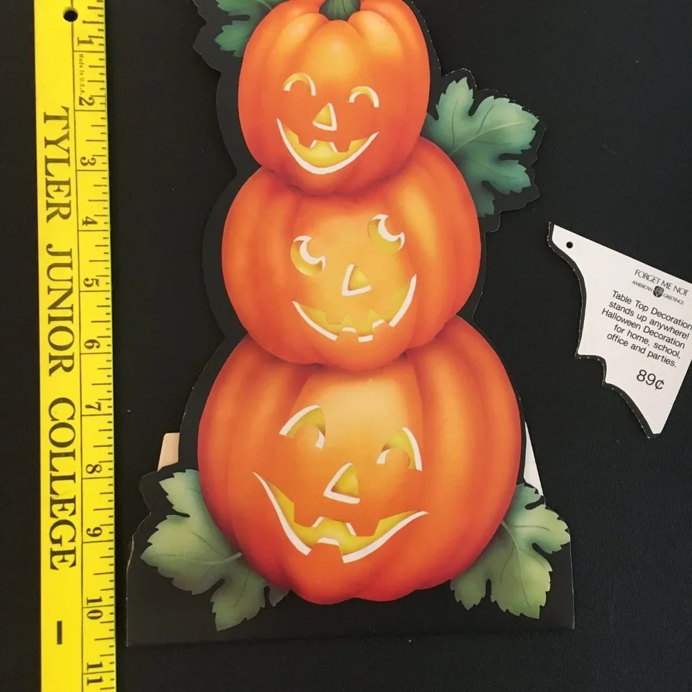 Halloween Decoration ONE Vintage Standing Die Cut Pumpkins American Greetings